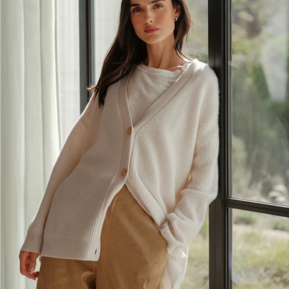 JENNI KAYNE Ivory Cashmere Cocoon Cardigan Size Small - Picture 2 of 7